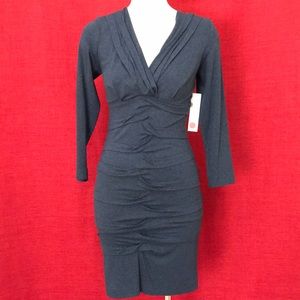 Nicole Miller V-Neck Stretch Dress Blue Sz Small